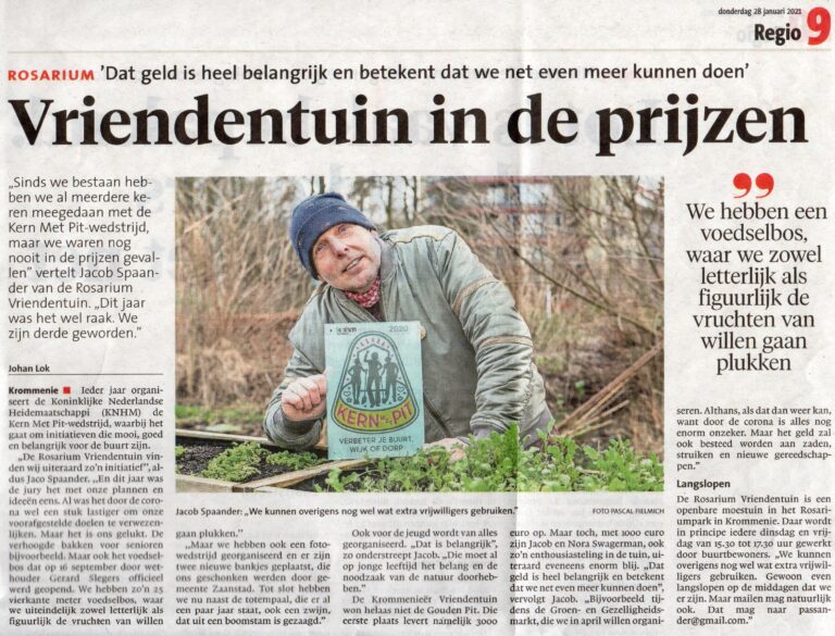 - 28 jan. 2021: Vriendentuin wint prijs -